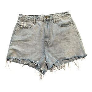 Show Me Your Mumu Arizona High Waisted Open Air Jean Shorts Sz 26 Raw Hem Denim